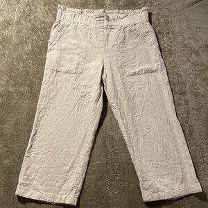 Zac & Rachel Pants Womens Sz M Linen Pull On Beige Wide Leg Stretch Utility